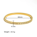 Detail view of 18K gold-plated bangle showing 60mm diameter and square zircon inlay - Thin Baguette Zirconia Style (HF-B5112-G)