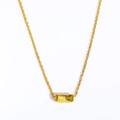 18K gold plated titanium steel bracelet with square yellow zircon birthstone - November (Topaz) / Necklace