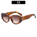 Fashionable oversized oval sunglasses featuring orange tortoiseshell frames and brown lenses - C8-Leopard Frame Gradient Tea Lens