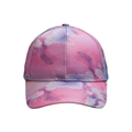 Detail of pink and purple tie-dye pattern on six-panel cotton baseball cap with curved brim - Style 5-Pink Blue Purple Tie-Dye Baseball Cap