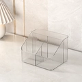 Minimalist transparent acrylic desktop organizer with elegant ripple texture and multi-compartments - Transparent White (4 Compartments)