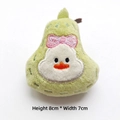 Détail d'un charme en peluche en forme de poire avec visage de canard, 8cm x 7cm - Canard Poire Vert (Dos Ouvert)