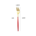 Green and gold 304 stainless steel dessert fork with dimensions 13cm length and 12g weight - Red Gold Small Fork