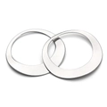 Pair of polished silver oval flat bangles in stainless steel on white background - Oval Flat Bangle Accessory 45x34mm