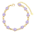 Bohemian Hamsa Hand bracelet with purple enamel charms and sparkling crystals - Purple