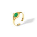 18K vergoldeter Edelstahlring mit ovalem grünem Türkisstein und Strahlenstruktur - Smaragd-Stil (YYR023113-G) / Grün (YYR023113-G)