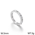 Silberner Edelstahlring 3mm mit römischen Ziffern und eingebetteten Kristallen - Größe 6 / Stahl (KR92460-K)