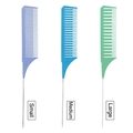Set di tre pettini per tintura capelli con punte in acciaio in viola, blu e verde - Azzurro Blu Verde