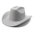 Vista dall'alto di un cappello da cowboy con glitter argento e tesa larga riflettente - M (56-58cm) / Argento