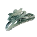 Green marble pattern resin hair claw clip with a hollow flower design on a white background - Green Hollow Flower (Grab 6)