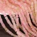 Pink and green bamboo-shaped glass beads for DIY jewelry and bracelets - 6x12mm Marbled Peach Pink Green (1Pc)