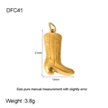 Detailed view of a gold-plated cowboy boot pendant with western engraved patterns - Gold Cowboy Boot DFC41