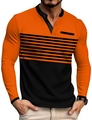 Chemise Henley à manches longues pour hommes avec motif color block orange et noir - S / Orange