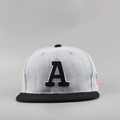 Flat brim baseball cap in grey and black featuring an embroidered A and USA flag - Adjustable (55-60CM) / Gray