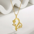 Elegante gouden hartketting met 3D-roos en vlinderhanger versierd met witte zirkonia - Hart Roos Vlinder Hanger (DY880) / Goud