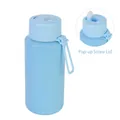 Light blue 1L vacuum insulated stainless steel water bottle with a pop-up straw lid - 1 L / Pop-up Straw Lid / Sky Blue - Pop-up Straw Lid