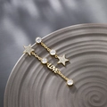 Elegant 14K gold plated earrings featuring star charms and LOVE lettering with zircons - Star LOVE (126)