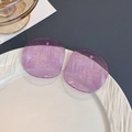 Translucent purple acrylic square earrings with hammer texture on a white plate - Lavender