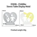 Molde de silicona de corazón para resina con figuras de padres e hijos y dimensiones - D3696-Molde 3D de silueta de corazón de infancia