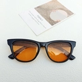 Square black sunglasses with amber lenses and stylish oversized frame for women - Black Frame Orange Lens