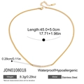 Waterproof gold titanium steel Cuban chain necklace with micro-paved zircon bar pendant - Pave Zirconia Curved Bar Style(JDN0108018)