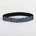 Elastischer breiter Gürtel mit blau-weißen Pailletten im funkelnden Sternenhimmel-Design - Schmal / Modell 10 (Blau Weiß Schwarz Pailletten)