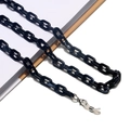 Detalle de cadena para gafas de acrílico negro con cierre de langosta plateado - Negro+Blanco