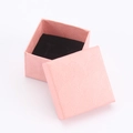 Pink jewelry gift box with textured fan pattern and black flocked interior lining - Scallop Pattern Pink / 5*5*3 Ring Box