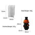 Detail view of Halloween pumpkin man silicone mold with precise product dimensions - Suit Pumpkin Man