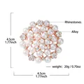 Rose gold round brooch with white faux pearls and colorful rhinestones, 4.5cm diameter - Rose Gold Artificial Pearl Rhinestone Circle (YNCP2262)