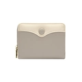 Minimalist beige and grey PU leather bifold wallet for women with gold zipper and snap - Gray