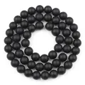 Matte black natural stone beads for DIY jewelry making with smooth frosted finish - Frosted Black Stone / 6mm/1 Piece Approximately 63 Pieces/21g