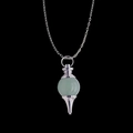 Silver-plated natural green crystal pendulum pendant necklace for spiritual healing - Pendant + Leather Rope / Green Aventurine