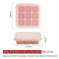 Moule à glaçons rose en silicone patte de chat avec 9 compartiments et cadre - 9 Grilles (DM-15-15)