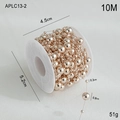 10M rose gold beaded chain on spool for Christmas tree decoration DIY projects - Champagne Fishing Line Round Beads / 10M