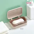 Portasapone rosa a doppio strato con drenaggio e coperchio, misura 13,2x8x5cm - Rosa