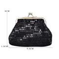 Mini portamonete con paillettes nere, chiusura in metallo retrò e finitura lucida - Tipo standard / Nero