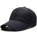 Schwarze atmungsaktive Mesh-Baseballkappe mit Laser-Belüftung und seitlichem Logo - Marineblau