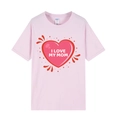 Light pink cotton t-shirt with I LOVE MY MOM red heart print for Mother's Day - XS / Heart Letter Print / Pink