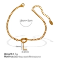 Golden stainless steel heart knot bracelet with sparkling letter L rhinestone pendant - Letter L Rhinestone Gold Bracelet (SL100 White Rhinestone L)