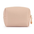 Beauty case rosa in pelle Saffiano con cerniera dorata e design compatto portatile - Mini / Rosa carne