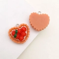 Handmade red resin strawberry tart charms with metal rings for DIY jewelry making - 1pc Red Cream Cake (21x22mm)