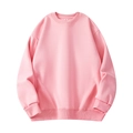 Pink crew neck sweatshirt in a loose fit with ribbed cuffs and hem on white background - Pink