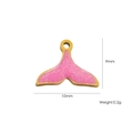 Pink glitter mermaid tail charm in 14K gold-plated stainless steel for DIY jewelry - 32 Enamel Dolphin Tail