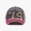 Retro washed baseball cap with 79 patch and New York embroidery in gray and pink - Adjustable / Khaki (24A281)