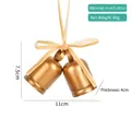 Campane di Natale doppie dorate con nastro champagne, decorazione appesa 11x7,5 cm - Doppia Campana In Ferro Con Nastro / Campana Dorata (Singola)