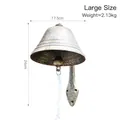 Large vintage industrial cast iron door bell wall decor with white pull rope - Large Retro Bell