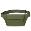Durable army green waist bag with three zipper compartments and adjustable strap - Army Green