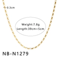 Détail du collier coeur plaqué or 18 carats avec longueur de 39 cm et largeur de 0,3 cm - Style de Chaîne Épaisse Dorée (NB-N1279)