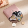 Pink lychee grain leather coin purse with snap closure holding cards and car keys - Pink (Single Layer)